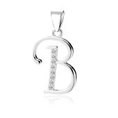 Pandantiv initiala litera B din argint cu pietre DiAmanti LZ0002_B-DIA Pandantiv initiala litera B din argint cu pietre DiAmanti LZ0002_B-DIA